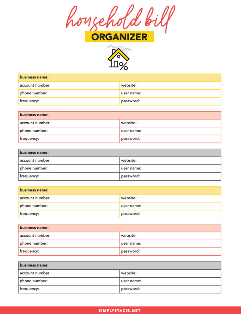 Organize Your Bills with Free Printables