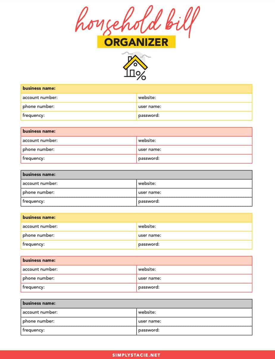 Organize Your Bills with Free Printables - This set includes a Bill Payment Organizer and Household Bill Organizer will help keep you on track.