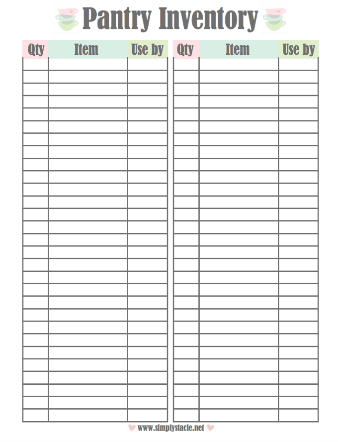 Printable Food Storage Chart