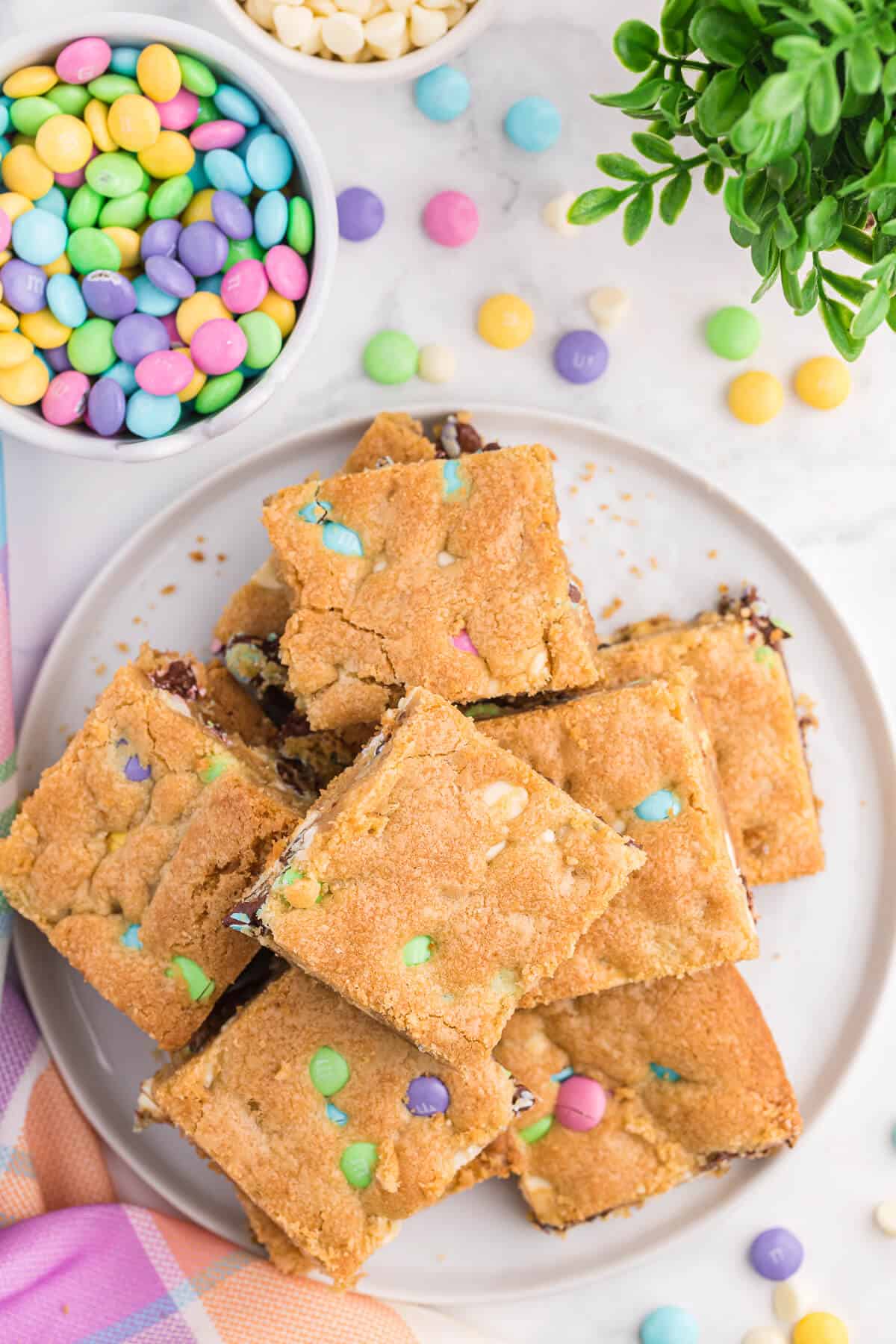 A plate of spring cookie bars.