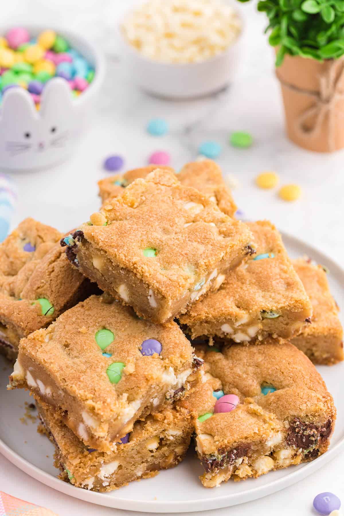 A plate of spring cookie bars.