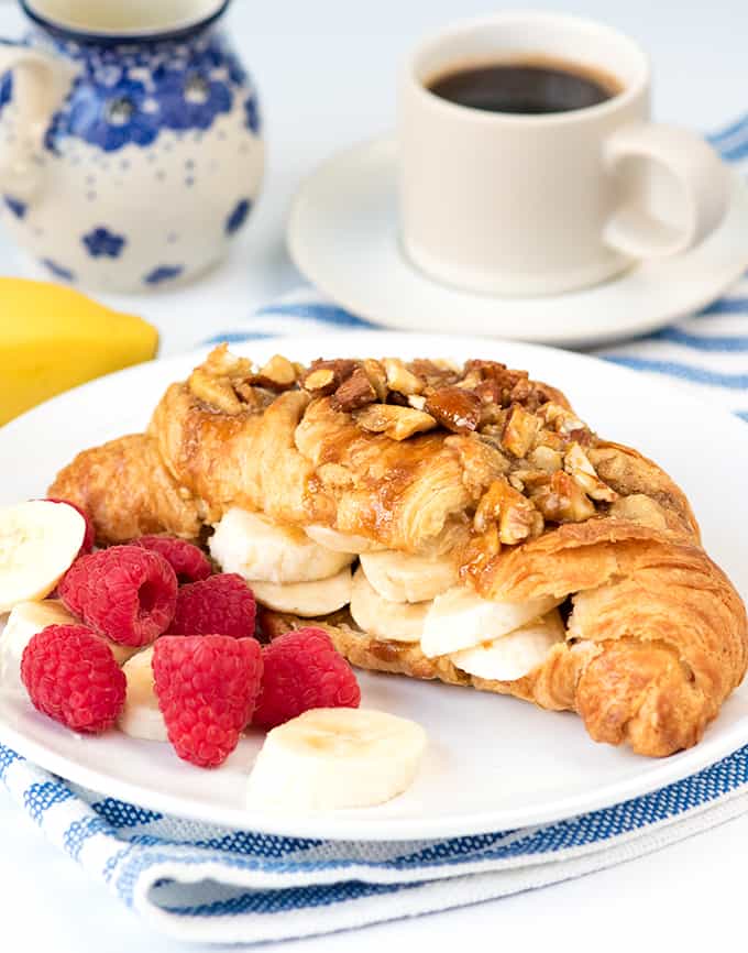 Sticky Banana Croissants with Crushed Nuts