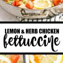 Lemon and Herb Chicken Fettuccine - Your family will love this fresh and healthy springtime meal! Fresh herbs, lemons and chicken in a creamy sauce are served over a bed of fettuccine. Delish!