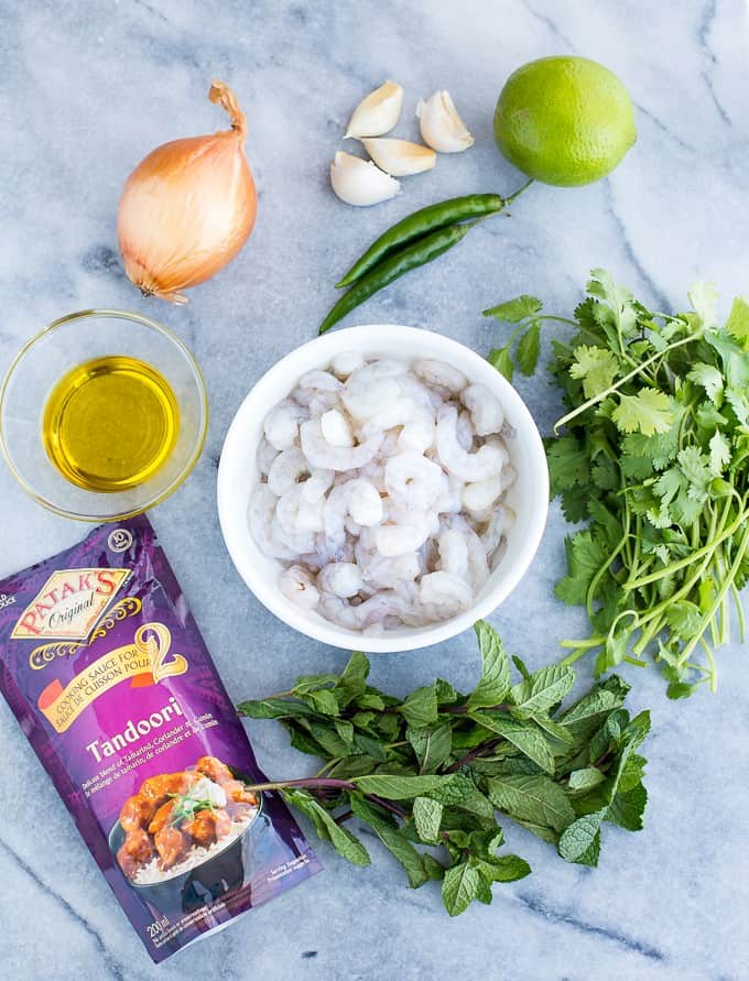 Tandoori Shrimp with Mint Chutney - Mix in a little India with this flavourful Indian recipe. It's easy to make and not too spicy.