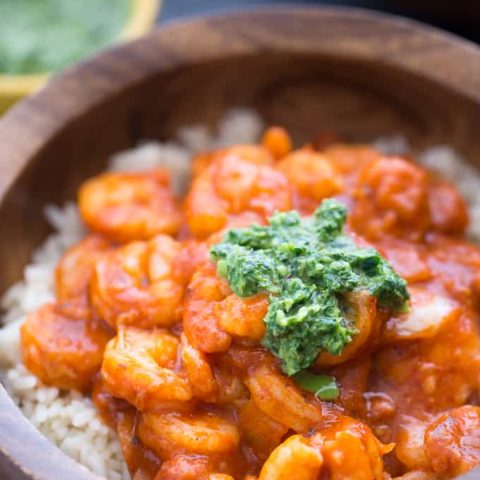 Tandoori Shrimp with Mint Chutney