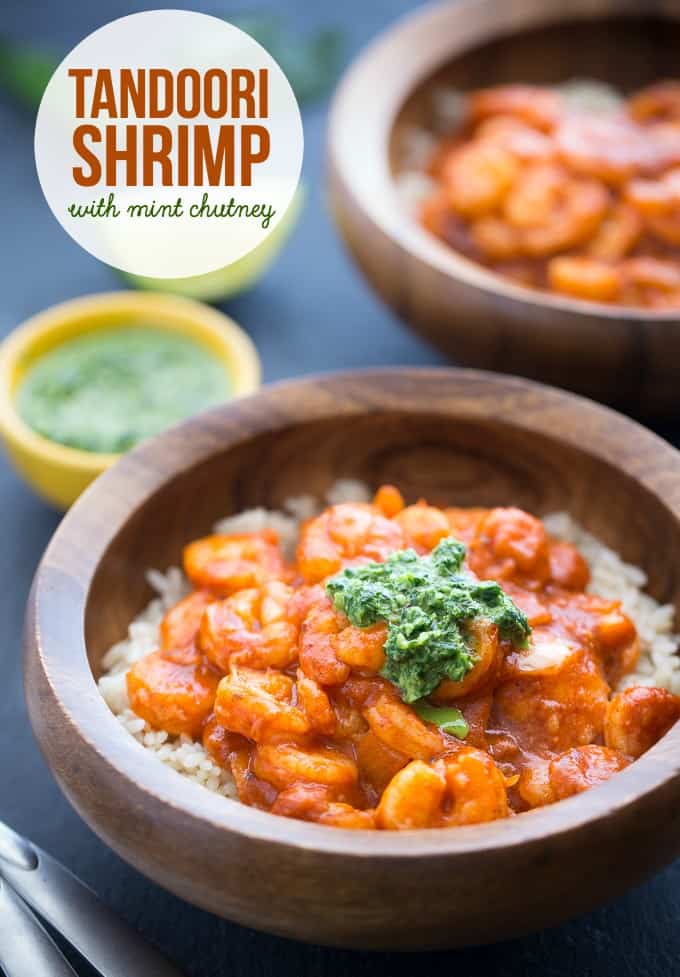 Tandoori Shrimp with Mint Chutney - Bring a taste of India to your kitchen tonight! Make this mild seafood dish full of flavor in less than 20 minutes.