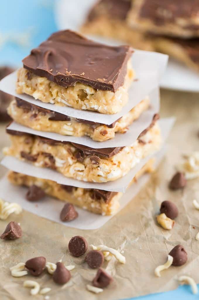 Chocolate Peanut Butter Ramen Bars - Ramen in dessert?! Trust me here. These crunchy no-bake dessert bars are packed with peanut butter and coated in chocolate for a treat your family won't forget.