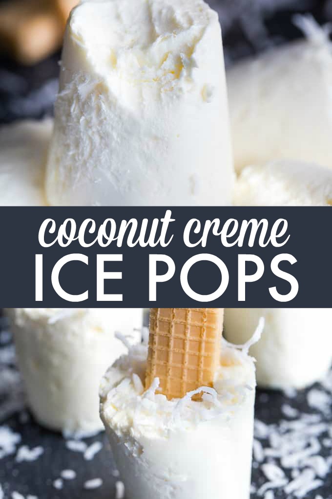 Coconut Creme Ice Pops - Cold, creamy and perfectly sweet! This summer treat tastes like a coconut cream pie.