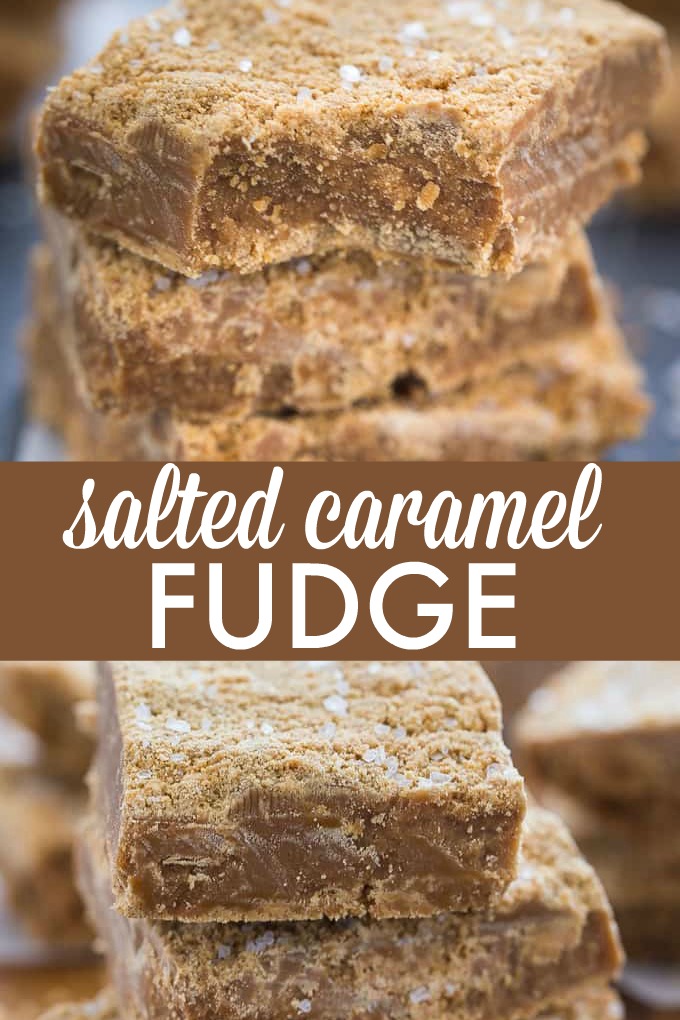 Salted Caramel Fudge - Salty and sweet collide! This rich homemade fudge recipe is the ideal salted caramel bite.