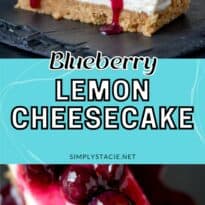 Blueberry lemon cheesecake collage pin.