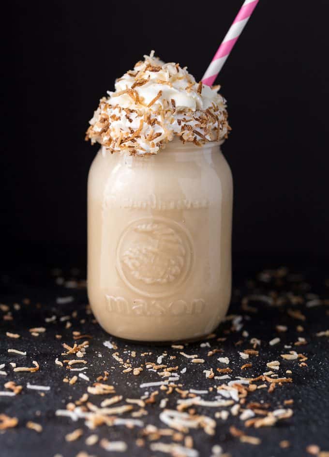 Coconut Coffee Milkshake - The coconut-ty flavour will remind you of your favourite macaroon cookie.  A cold and delicious treat on a warm day.