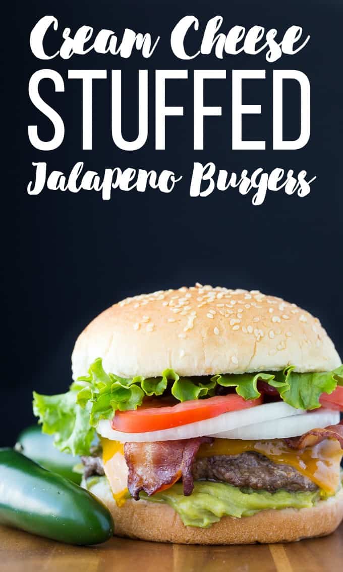 Cream Cheese Stuffed Jalapeno Burgers - Skip the jalapeño poppers and put them in your burger! These stuffed cheeseburgers are filled with a creamy and spicy center for a flavor explosion.