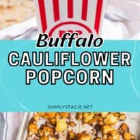 Buffalo Cauliflower Popcorn pin collage image.