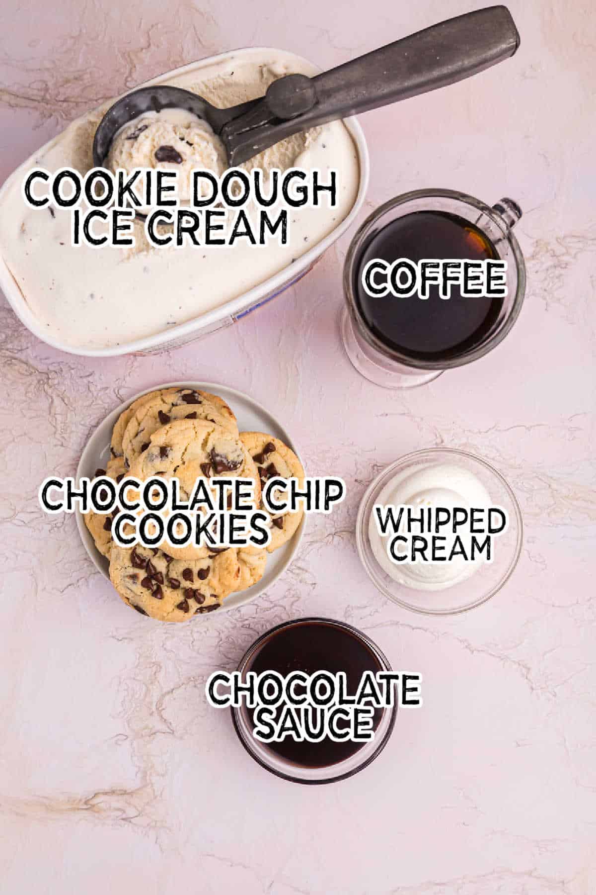 Ingredients on a pink surface.