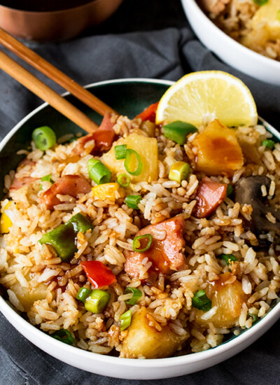 Hawaiian Fried Rice with Easy Sweet and Sour Sauce