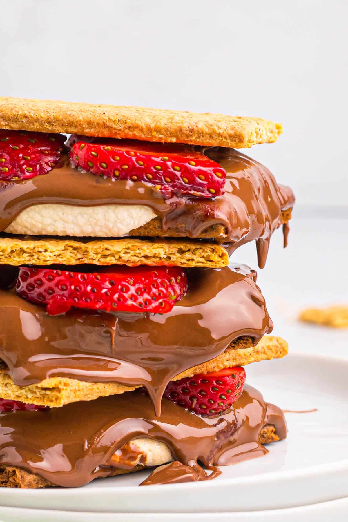 A stack of strawberry s'mores.