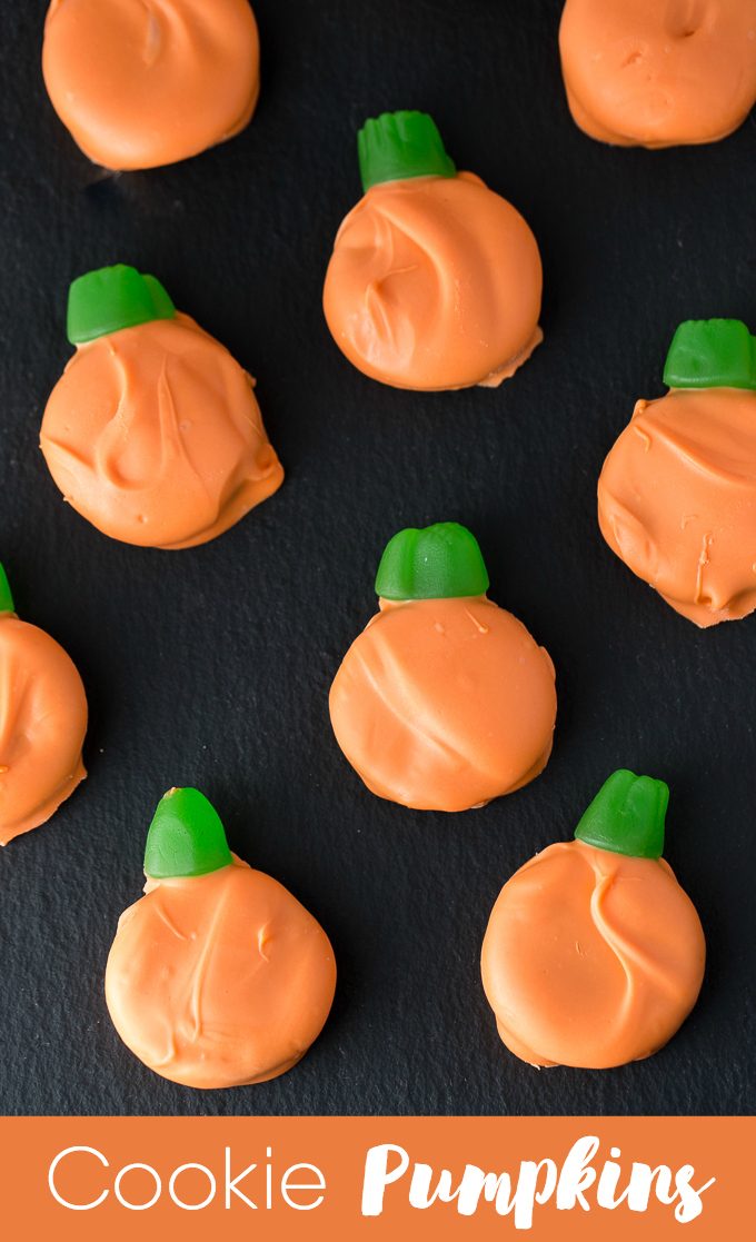 Cookie Pumpkins - Kid-friendly recipe! Let the family help with this Oreo-based Halloween dessert.