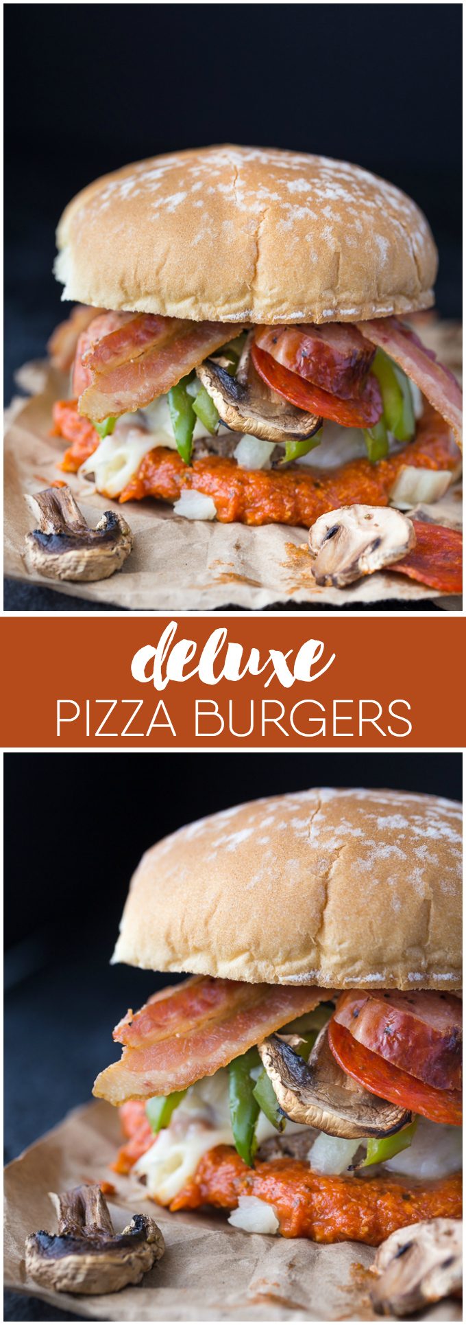 Deluxe Pizza Burgers - American classics combine for this tasty BBQ main dish! Top your cheeseburger with your favorite pizza toppings with a little marinara sauce, too.