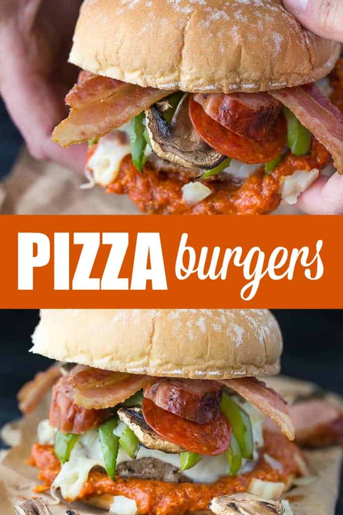 Deluxe Pizza Burgers - American classics combine for this tasty BBQ main dish! Top your cheeseburger with your favorite pizza toppings with a little marinara sauce, too.