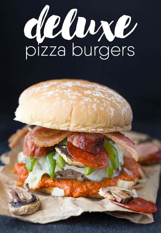 Deluxe Pizza Burgers - American classics combine for this tasty BBQ main dish! Top your cheeseburger with your favorite pizza toppings with a little marinara sauce, too.