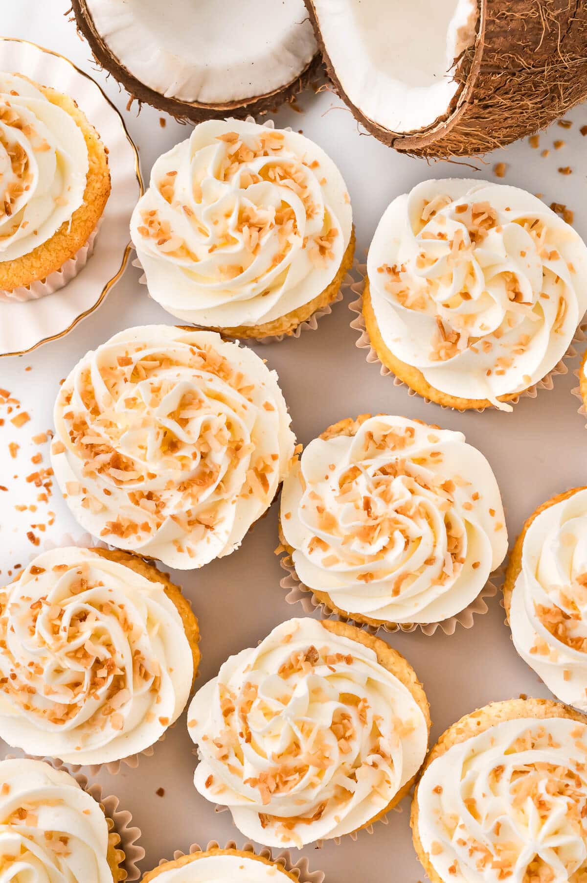 Cupcakes on a white surface.