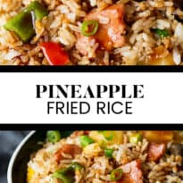 Pineapple fried rice collage pin image.
