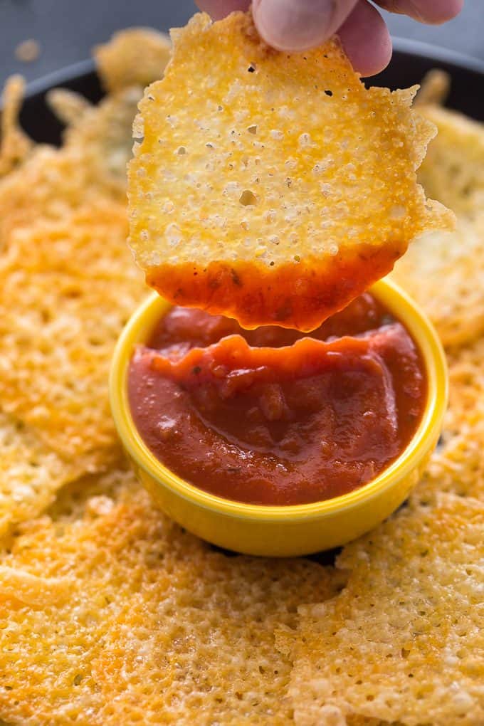 Cheese Chips - The best keto snack! Ditch the potatoes and dunk these crunchy low carb alternatives in all your favorite dips or enjoy them plain.