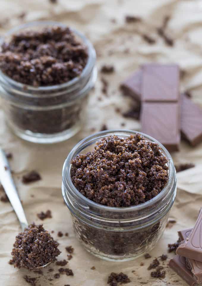 Chocolate Sugar Scrub - Luxurious and decadent! You may be tempted to eat this sweet scrub, but resist if you can. It feels amazing on your skin.