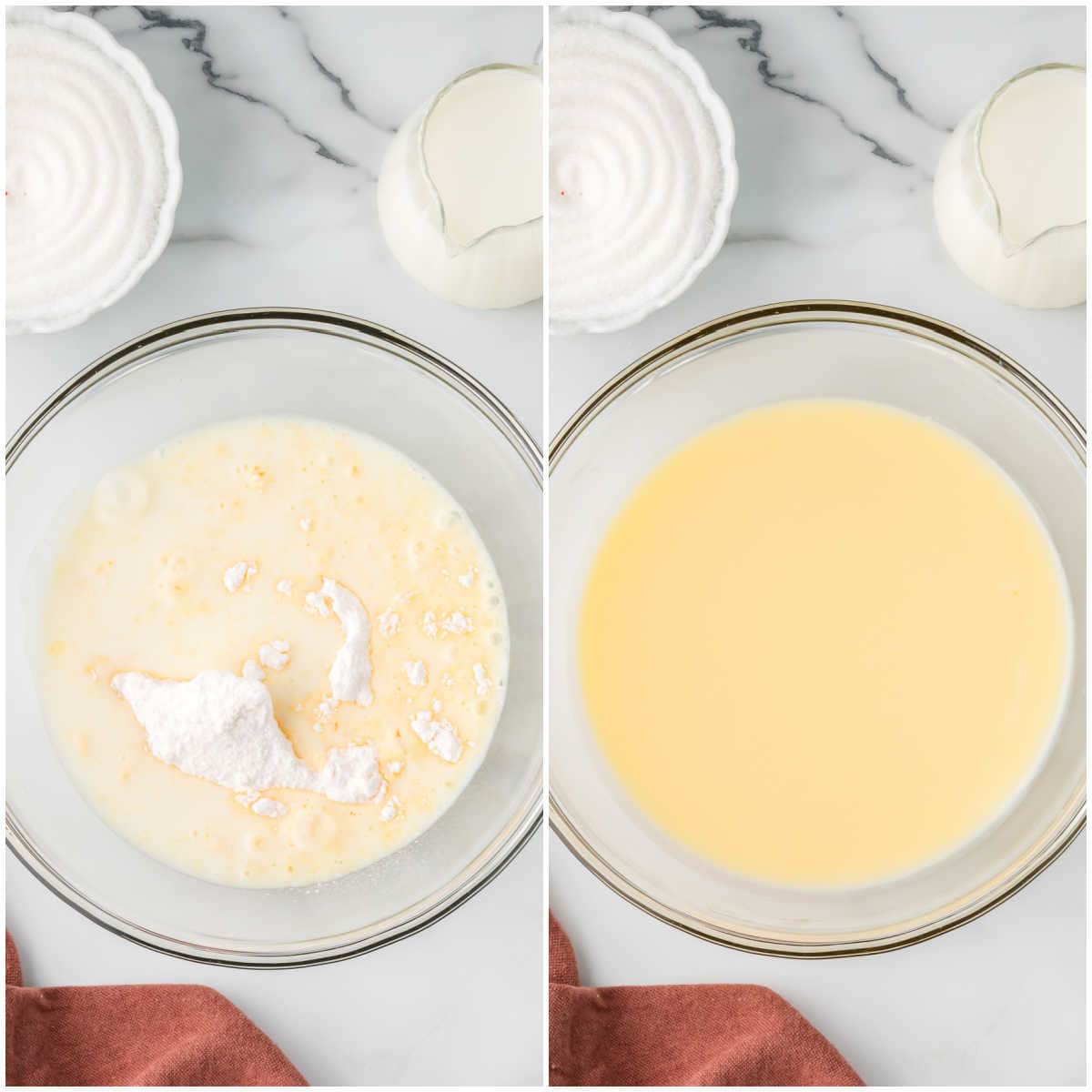 Collage of making the filling in a bowl.