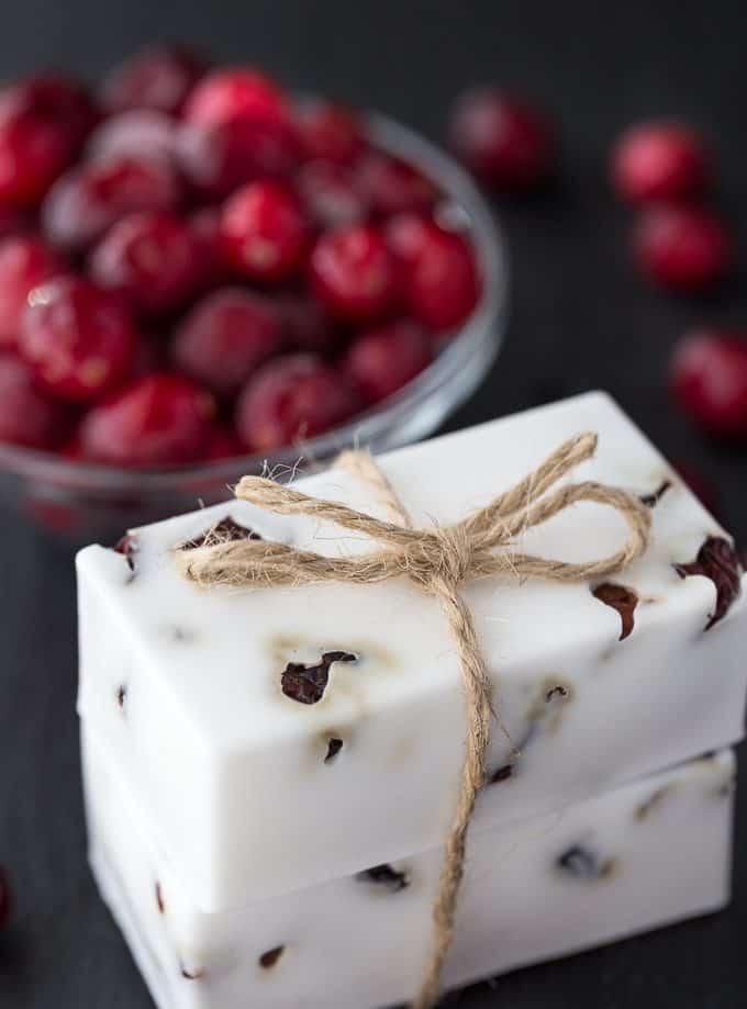 Cranberry Vanilla Shea Butter Soap - Make your own DIY soap perfect for holiday gift giving. 