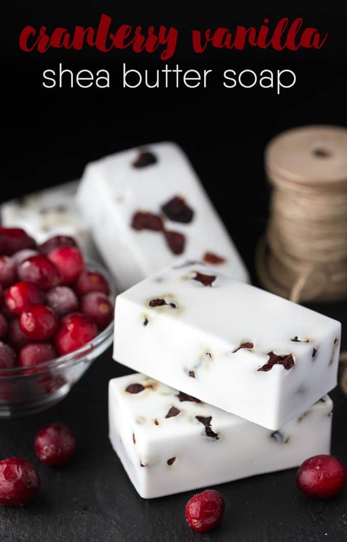 Cranberry Vanilla Shea Butter Soap - Make your own DIY soap perfect for holiday gift giving. 