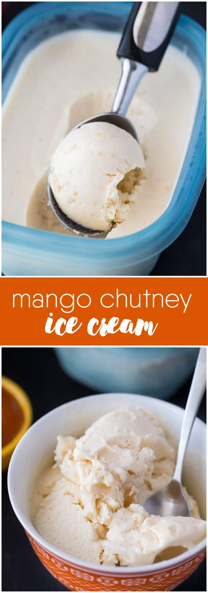 Mango Chutney Ice Cream - An easy no-churn ice cream made with Sweet Mango Chutney!