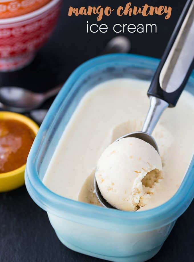 Mango Chutney Ice Cream - An easy no-churn ice cream made with Sweet Mango Chutney!