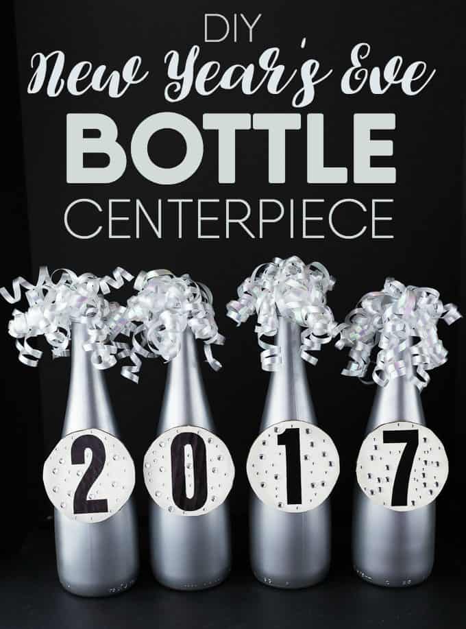 DIY New Year's Eve Bottle Centerpiece - Simple to make and looks so sharp. An easy way to add some flair to your New Year's party.