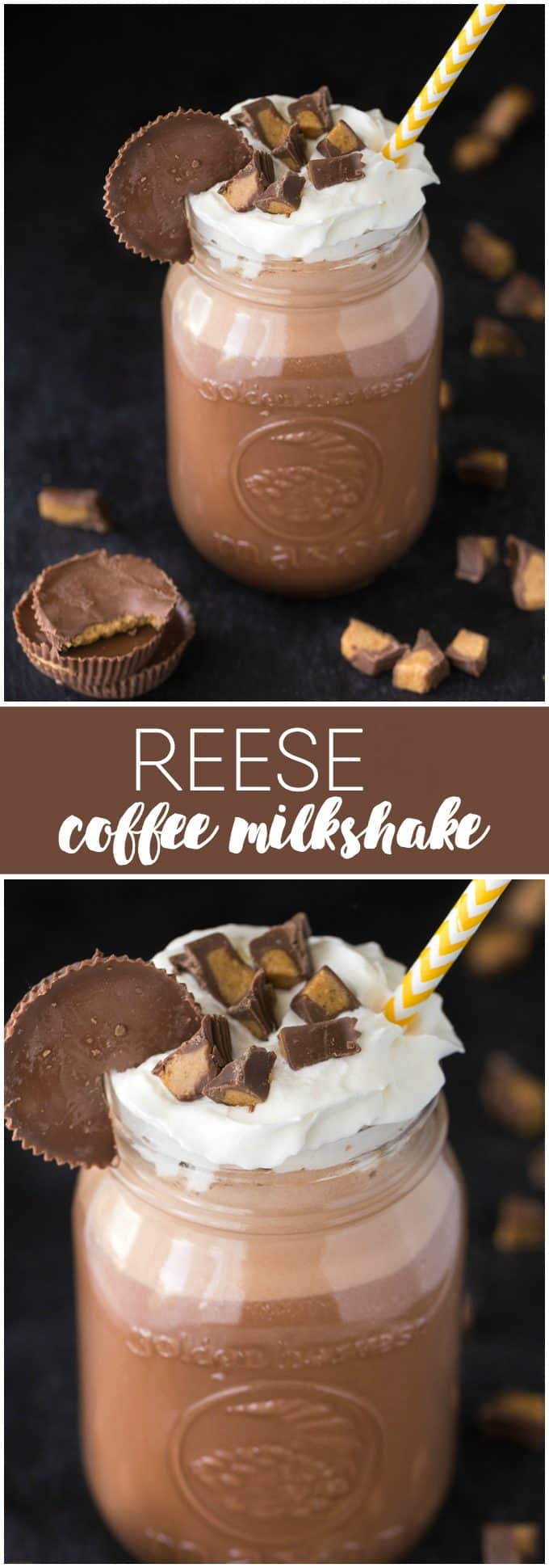 Reese Coffee Milkshake - A perfectly cold and sweet combination of ice cream, coffee, chocolate and peanut butter. 