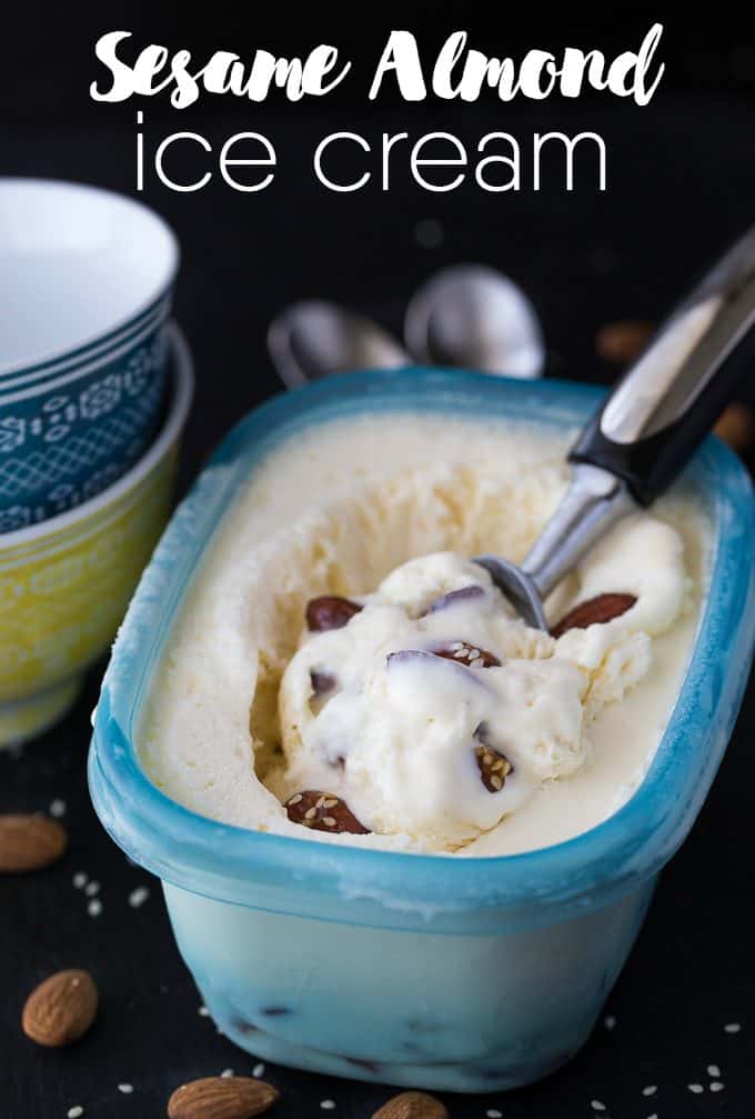 Sesame Almond Ice Cream - A simple no-churn ice cream made with candied almonds with an Asian flair!