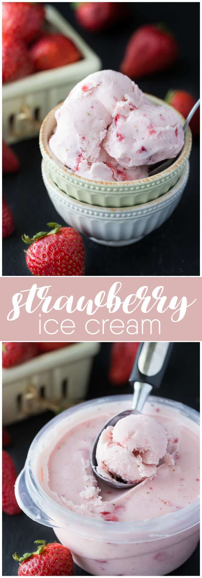 Strawberry Ice Cream - So creamy, sweet and luscious! This fresh ice cream recipe is ready in a matter of hours and super simple to make at home with your ice cream maker.