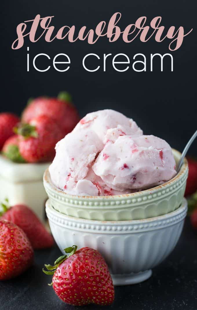 Strawberry Ice Cream - So creamy, sweet and luscious! This fresh ice cream recipe is ready in a matter of hours and super simple to make at home with your ice cream maker.