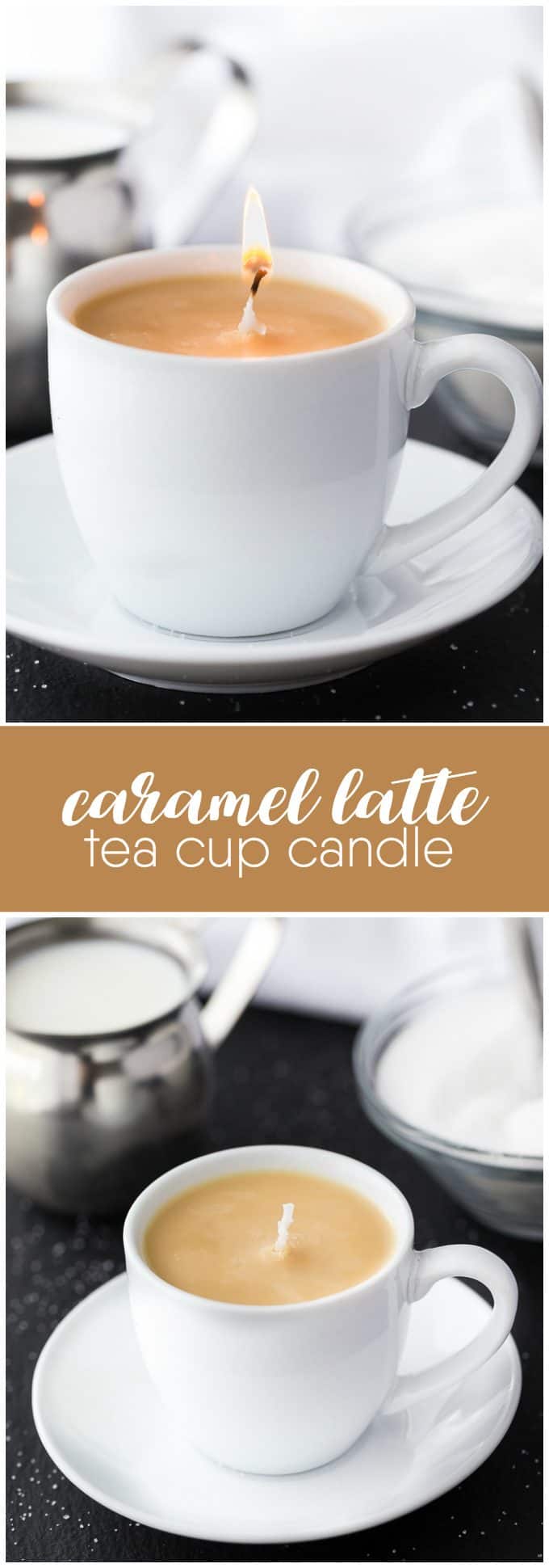Caramel Latte Tea Cup Candle - A simple DIY gift for a coffee drinker on your holiday gift list. Who knew making candles could be so simple?!