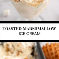 Toasted marshmallow ice cream collage image.
