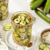 A jar of refrigerator pickles.