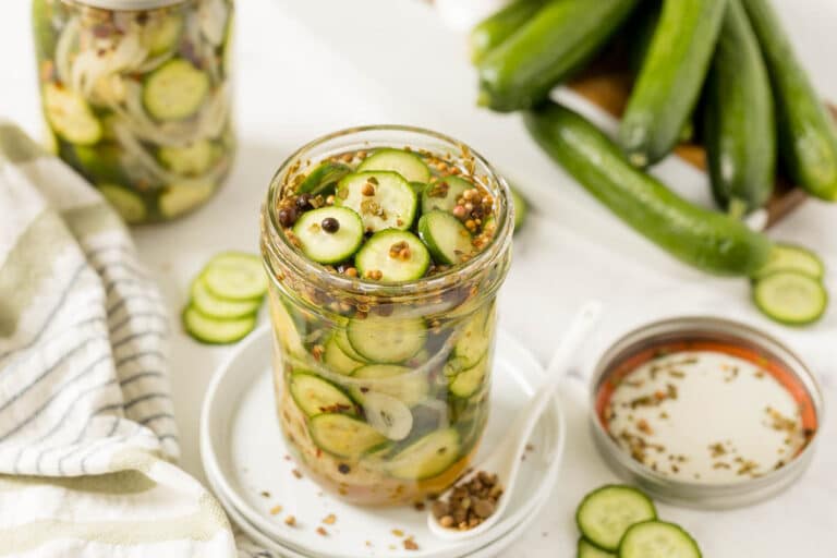 A jar of refrigerator pickles.