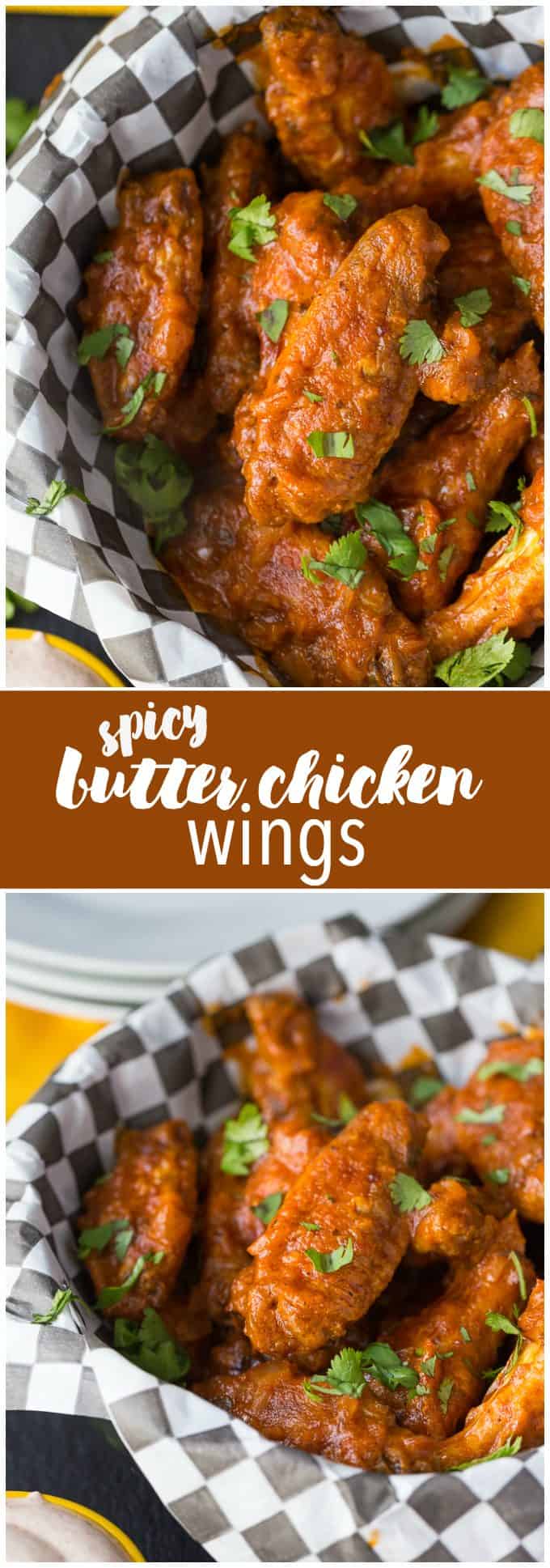 Spicy Butter Chicken Wings - Take your tailgate to India! These game day treats pack a little heat and a ton of flavor with a delicious dipping sauce.