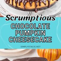 Chocolate pumpkin cheesecake pin image.