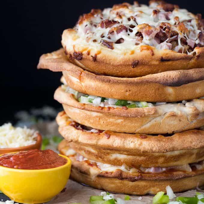 Pizza Cake - A pizza lover's dream! Every layer is a different flavor for when you can't decide between Meat Lovers and Canadian.