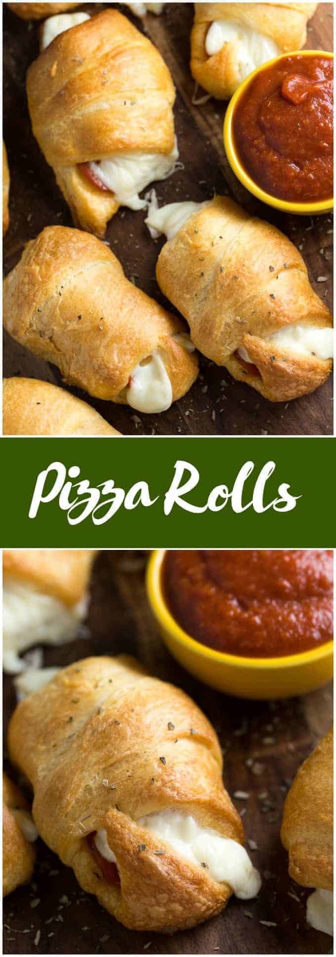 Pizza Rolls - Soft and buttery crescent rolls filled with gooey melted cheese and pepperoni slices. Add some pizza dipping sauce on the side and you have a tasty appetizer kids love!