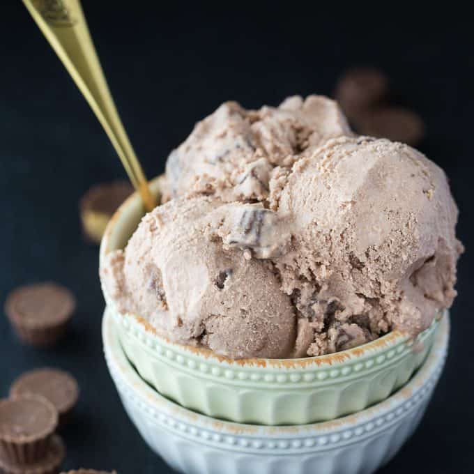 Reese Ice Cream - Peanut butter and chocolate lovers rejoice! This easy ice cream tastes as good as store bought.