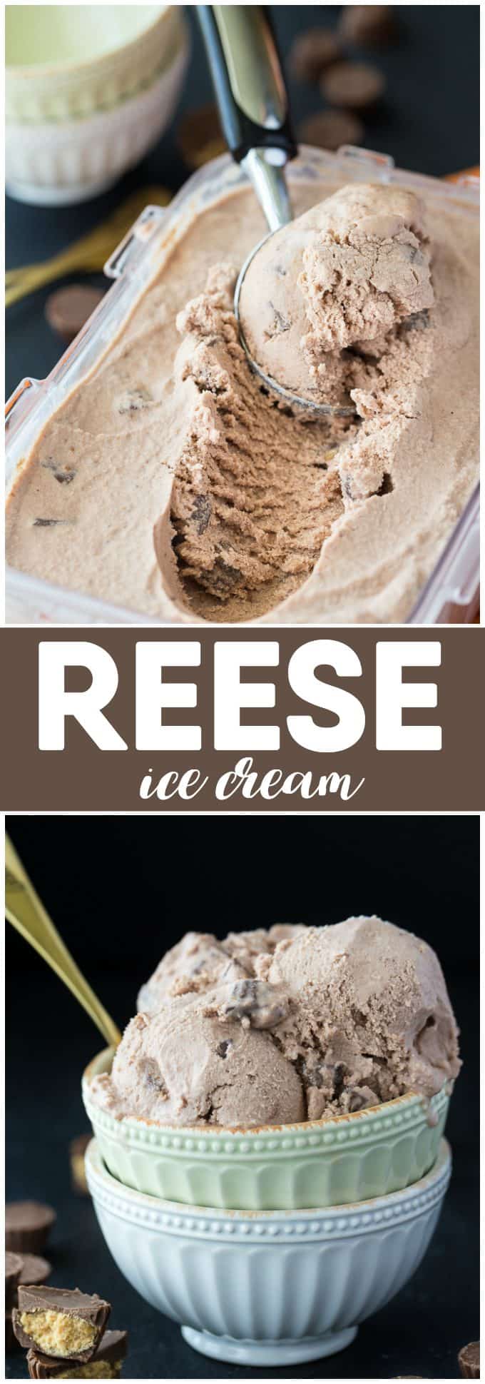 Reese Ice Cream - Peanut butter and chocolate lovers rejoice! This easy ice cream tastes as good as store bought.