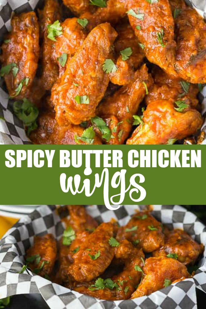 Spicy Butter Chicken Wings - Take your tailgate to India! These game day treats pack a little heat and a ton of flavor with a delicious dipping sauce.