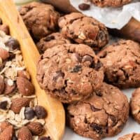 A group of cowboy cookies.